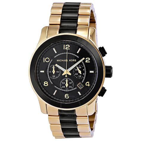 michael kors runway watch black and gold|michael kors runway chronograph watch.